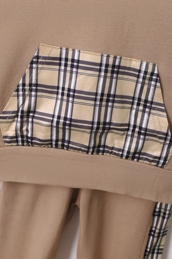 Children's Plaid Hoodie & Pants Set for Everyday Style