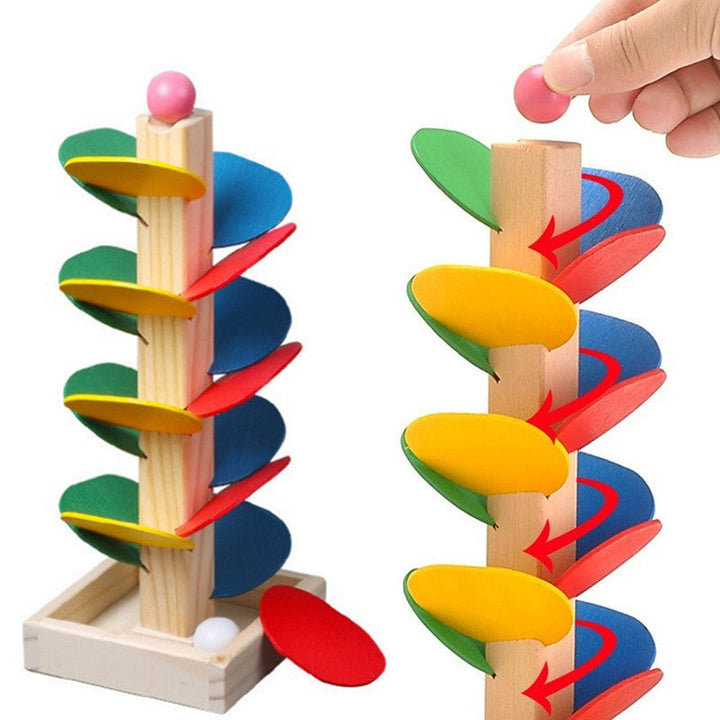 Wooden Rolling Ball Tower Toy for Hands-On Learning Play