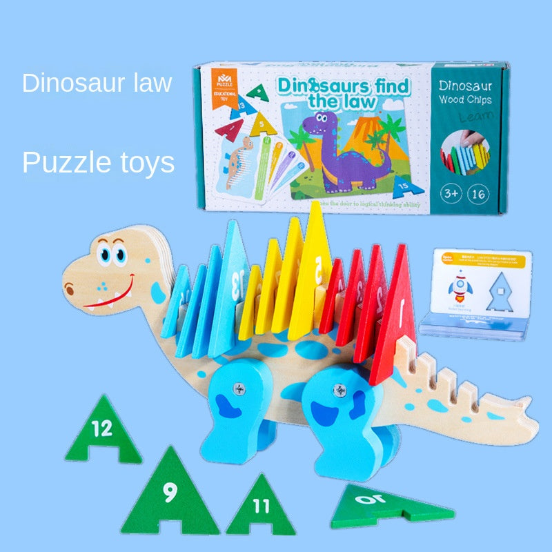 Dinosaur Wooden Puzzle Toy for Color & Number Skills