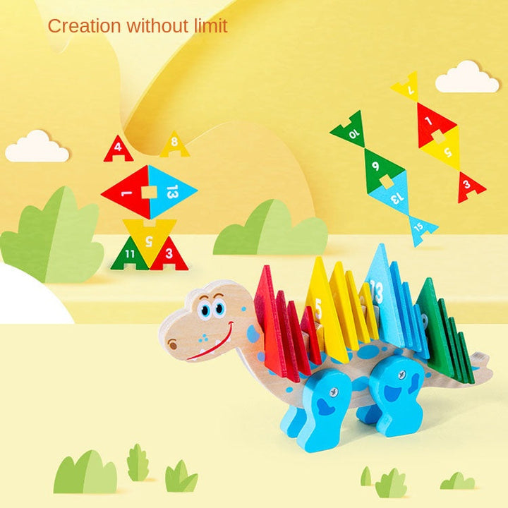 Dinosaur Wooden Puzzle Toy for Color & Number Skills