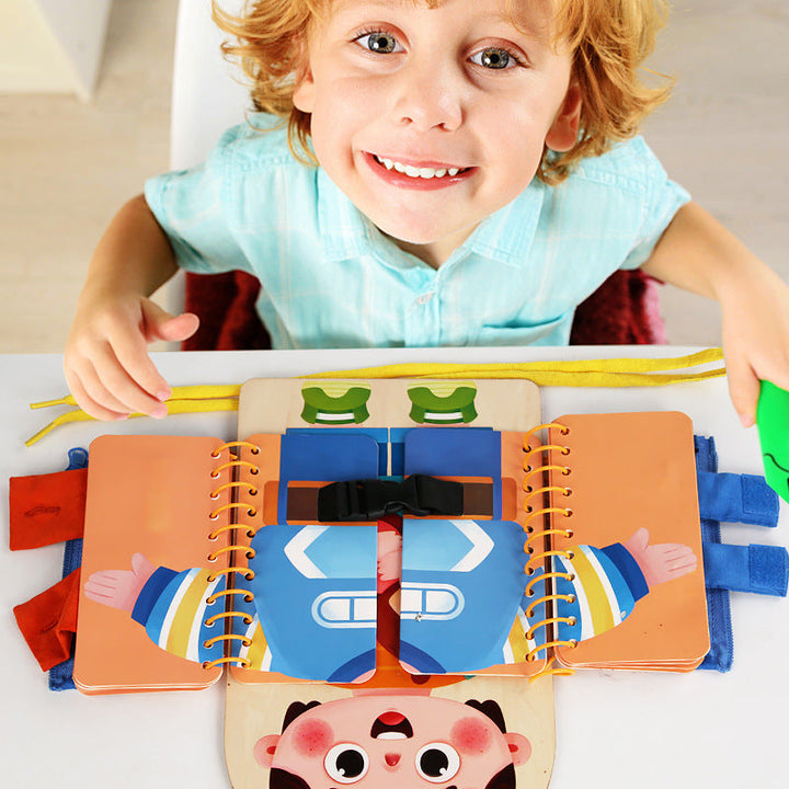 Kids Busy Board for Dressing Skills & Fine-Motor Play