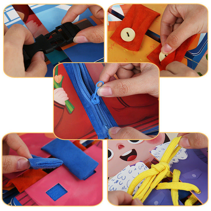 Kids Busy Board for Dressing Skills & Fine-Motor Play