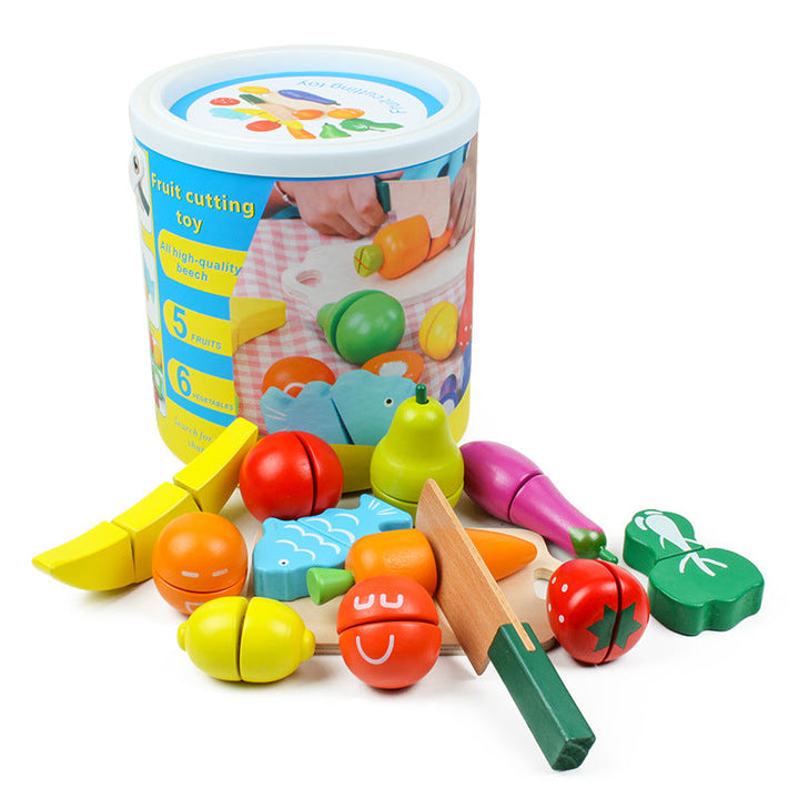 Wooden Cutting Toy Set for Imaginative Kitchen Play