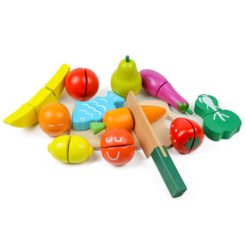 Wooden Cutting Toy Set for Imaginative Kitchen Play