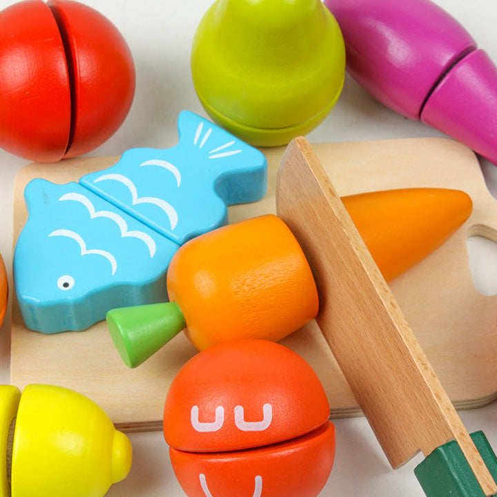 Wooden Cutting Toy Set for Imaginative Kitchen Play