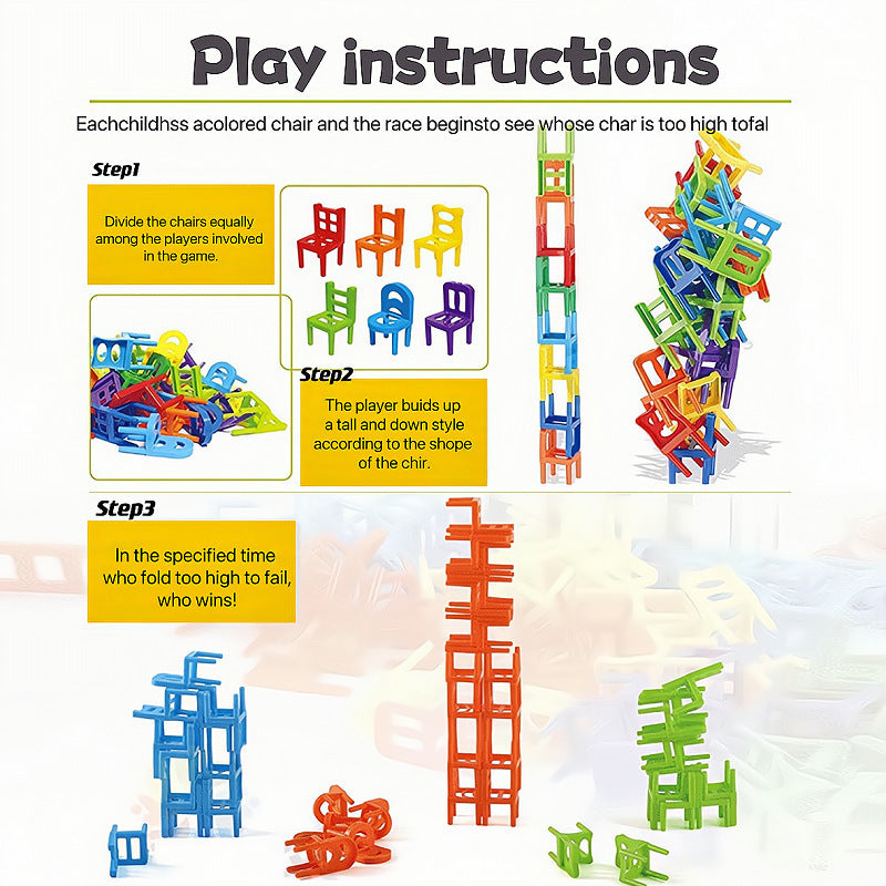 Stacking Chair Toy for Colorful Family Skill Play