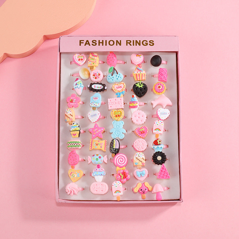 Children's Cartoon Rings Set for Colorful Dress-Up Fun