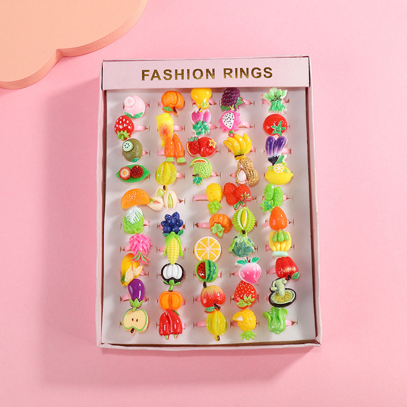 Children's Cartoon Rings Set for Colorful Dress-Up Fun