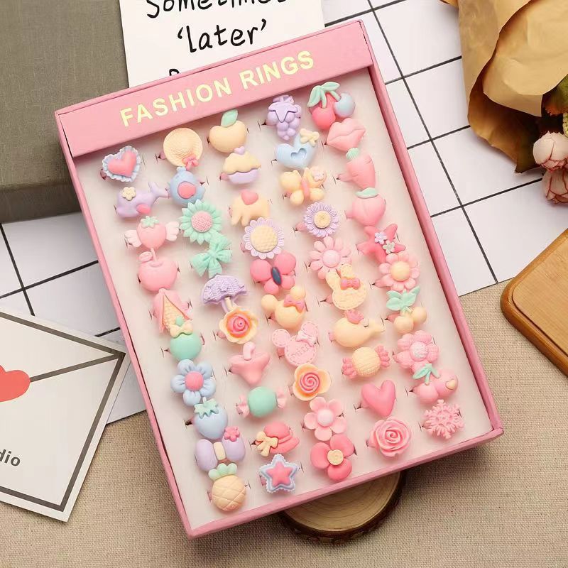 Children's Cartoon Rings Set for Colorful Dress-Up Fun