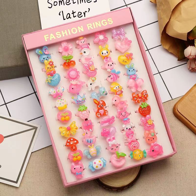 Children's Cartoon Rings Set for Colorful Dress-Up Fun