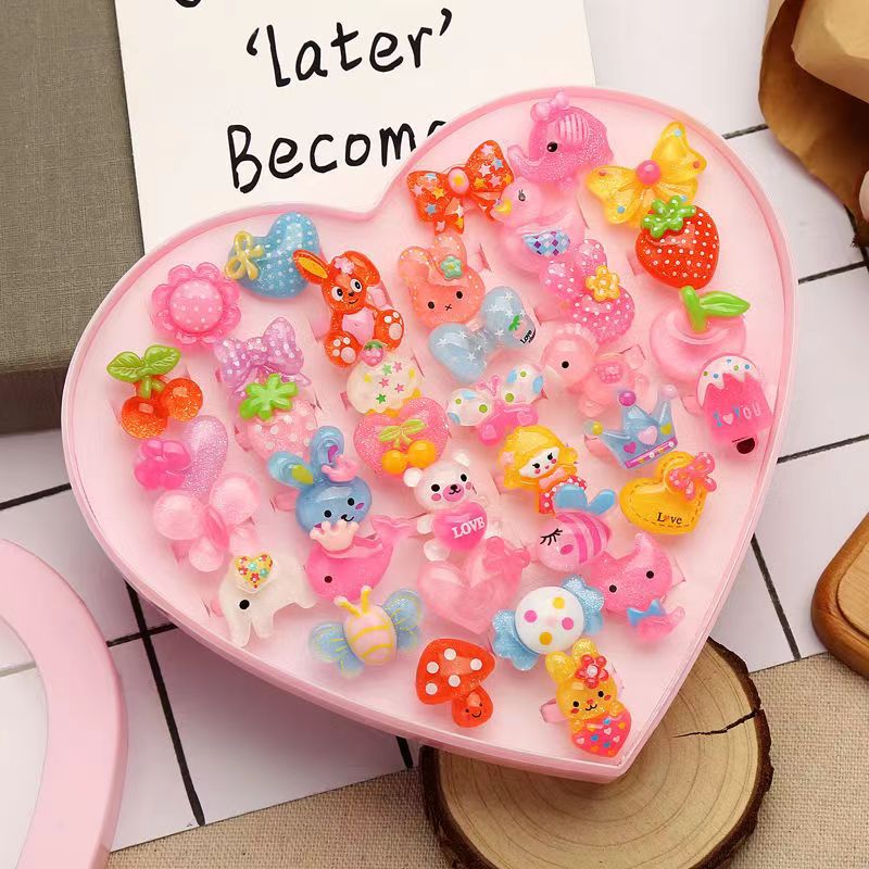 Children's Cartoon Rings Set for Colorful Dress-Up Fun