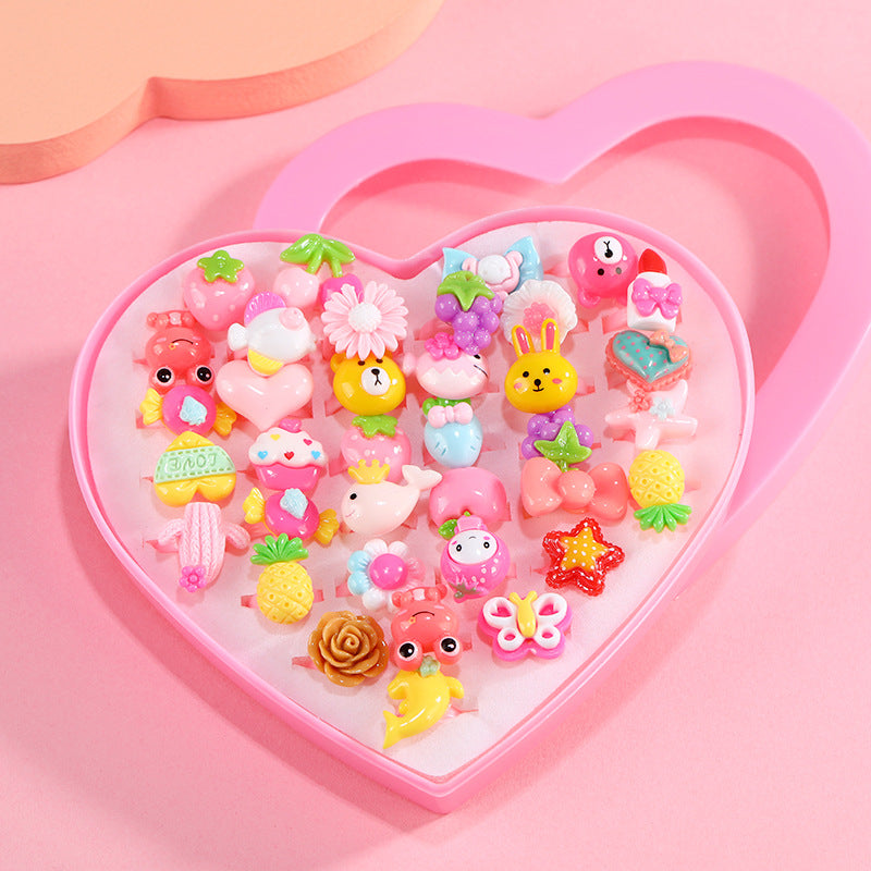 Children's Cartoon Rings Set for Colorful Dress-Up Fun