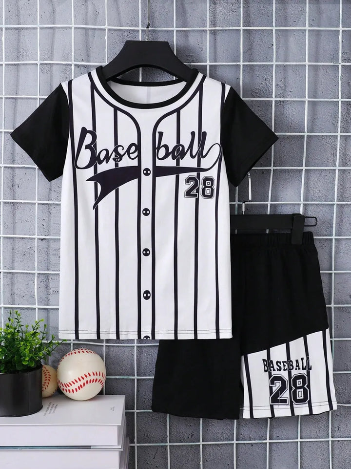 Kids' Striped Baseball Outfit Shirt and Shorts Set