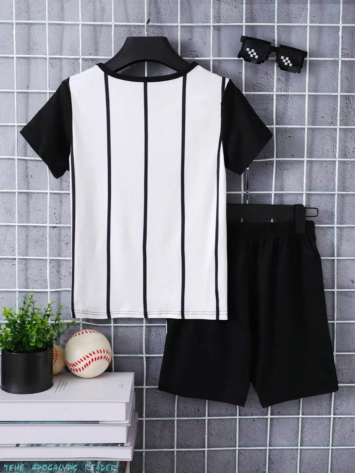 Kids' Striped Baseball Outfit Shirt and Shorts Set