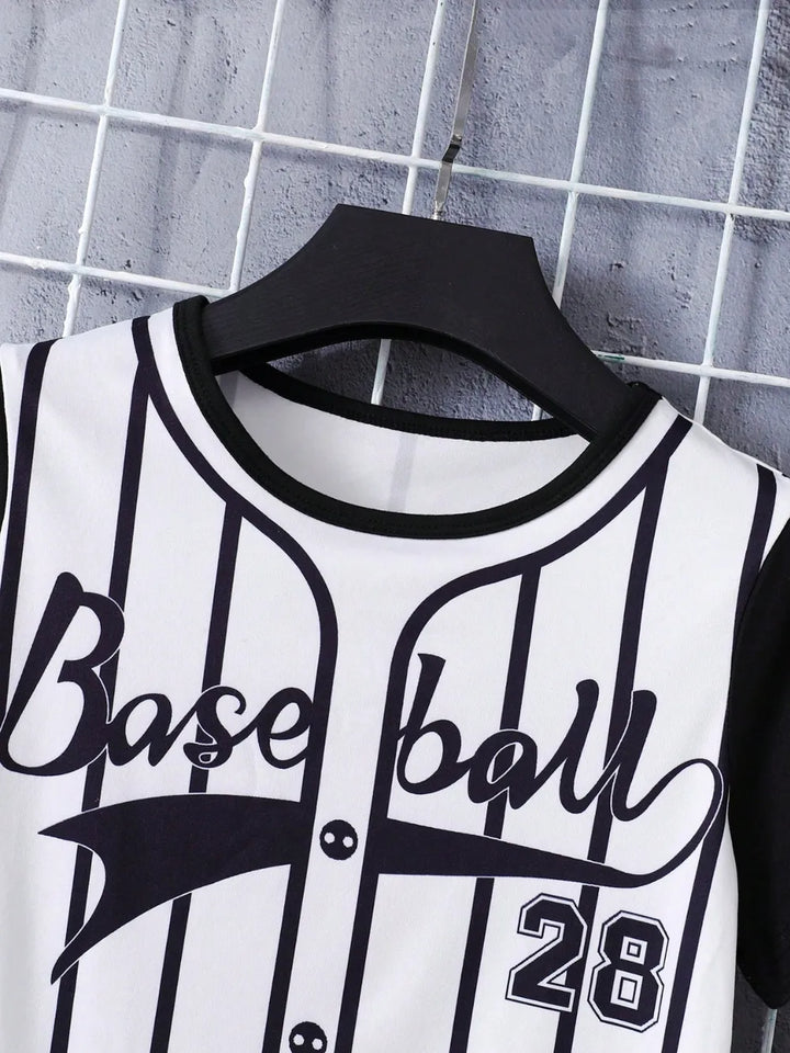 Kids' Striped Baseball Outfit Shirt and Shorts Set