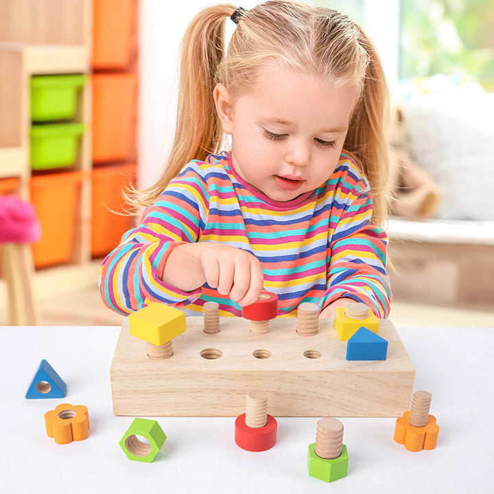 Wooden Fine Motor Toy Board for Shape & Color Play