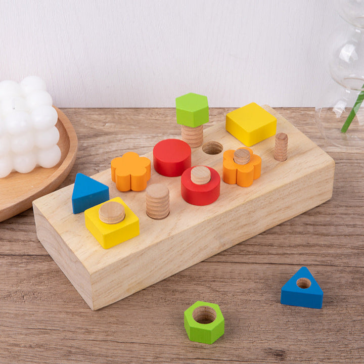 Wooden Fine Motor Toy Board for Shape & Color Play