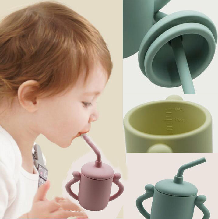 Silicone Training Cup With Straw for Independent Toddlers