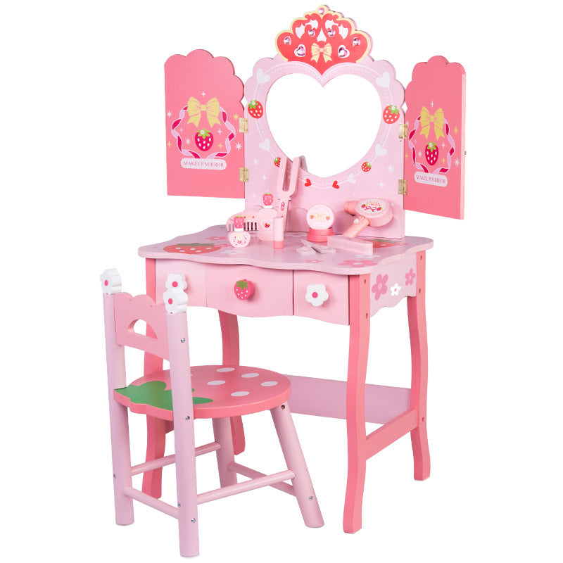 Children's Wooden Vanity Set for Princess Pretend Play
