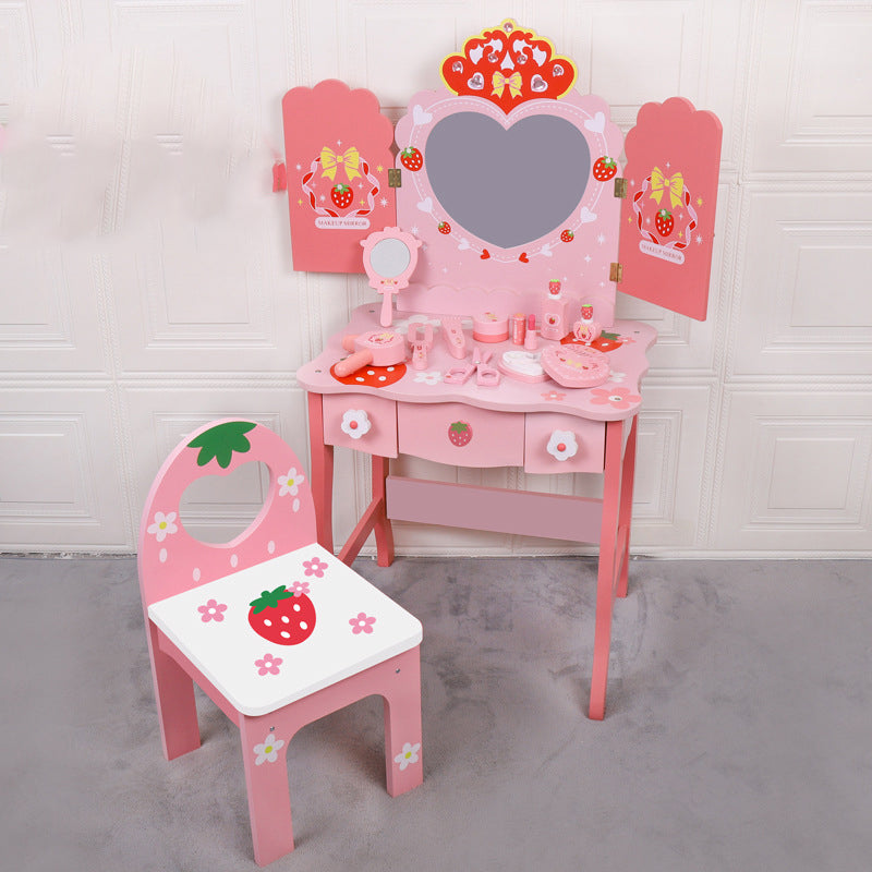 Children's Wooden Vanity Set for Princess Pretend Play