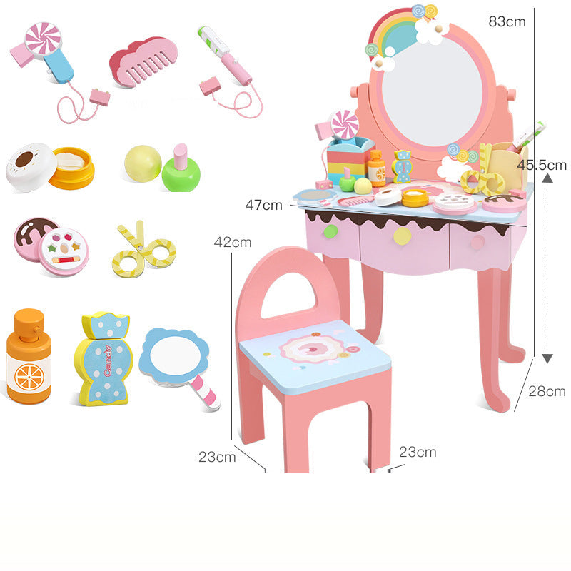 Children's Wooden Vanity Set for Princess Pretend Play