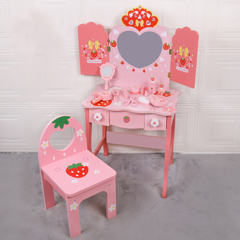 Children's Wooden Vanity Set for Princess Pretend Play