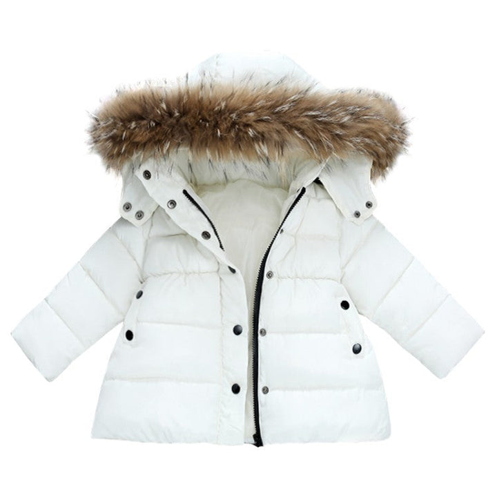 Kids' Quilted Winter Puffer Jacket with Detachable Fur Hood