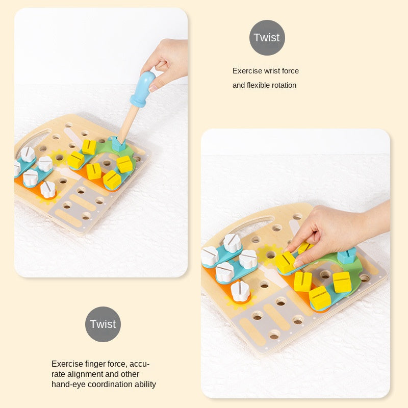 Wooden Fine-Motor Puzzle Toy for Letters and Patterns