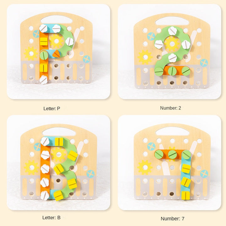 Wooden Fine-Motor Puzzle Toy for Letters and Patterns