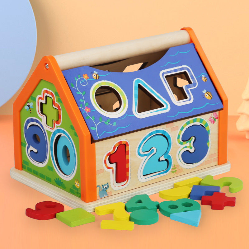Wooden Shape Sorter House for Early Learning Play
