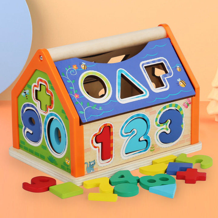 Wooden Shape Sorter House for Early Learning Play