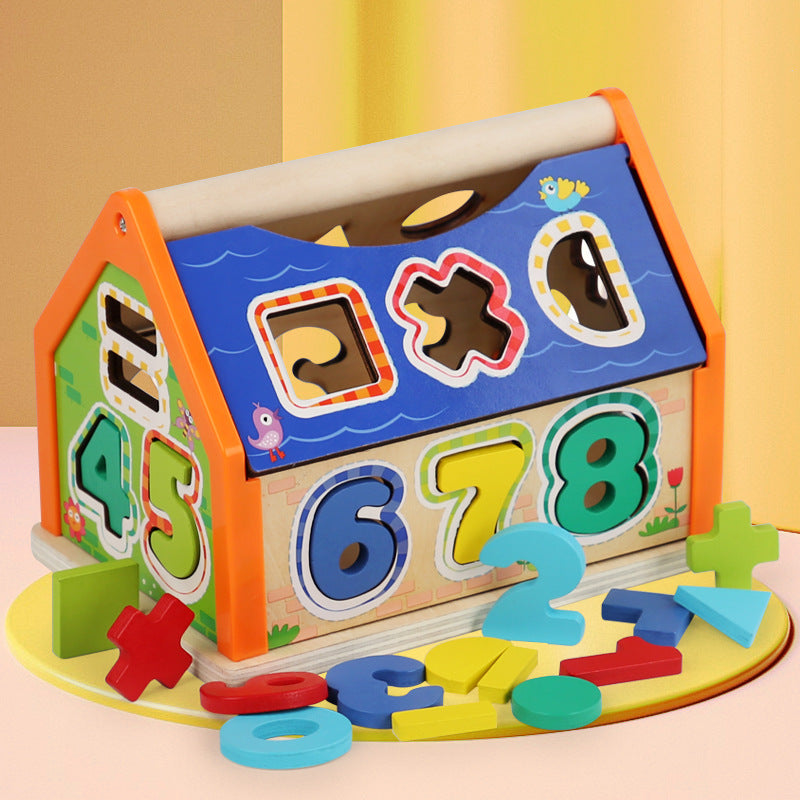 Wooden Shape Sorter House for Early Learning Play
