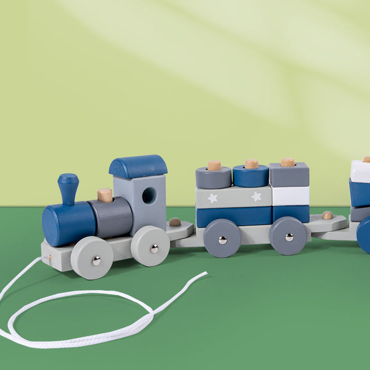 Wooden Building Train Toy for Creative Toddler Play