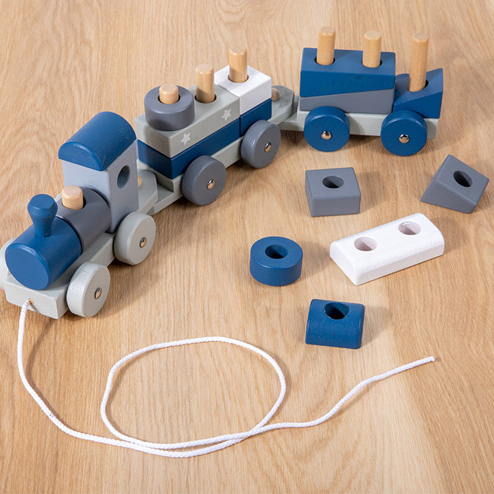 Wooden Building Train Toy for Creative Toddler Play