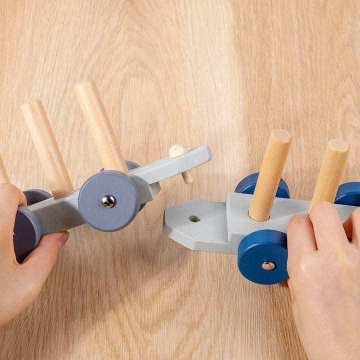 Wooden Building Train Toy for Creative Toddler Play
