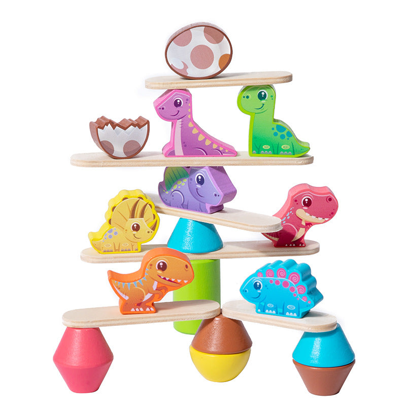 Wooden Dinosaur Stacking Toy for Creative Balance Play