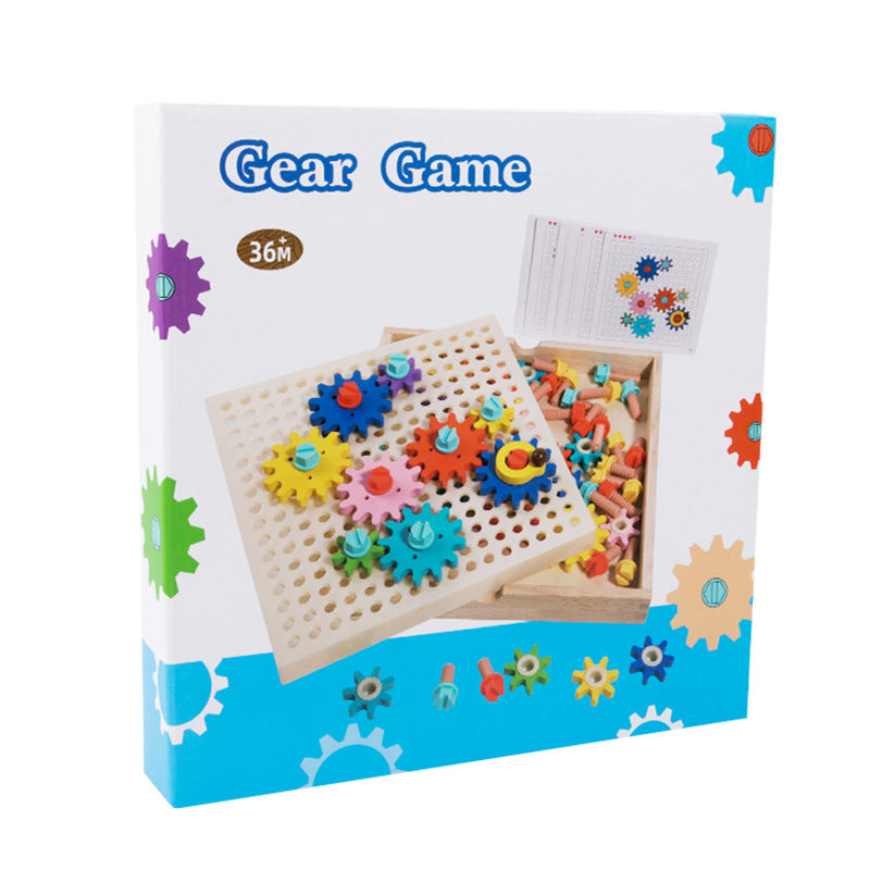 Wooden Color Matching Gear Toy for Fine-Motor Play