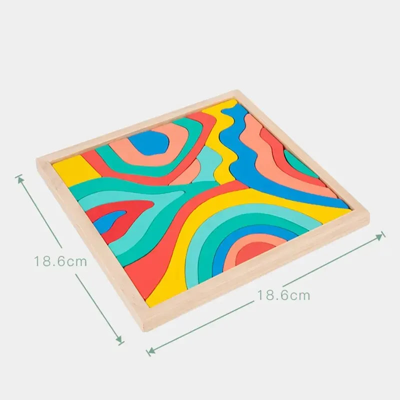 Wooden Rainbow Puzzle Blocks for Creative Learning