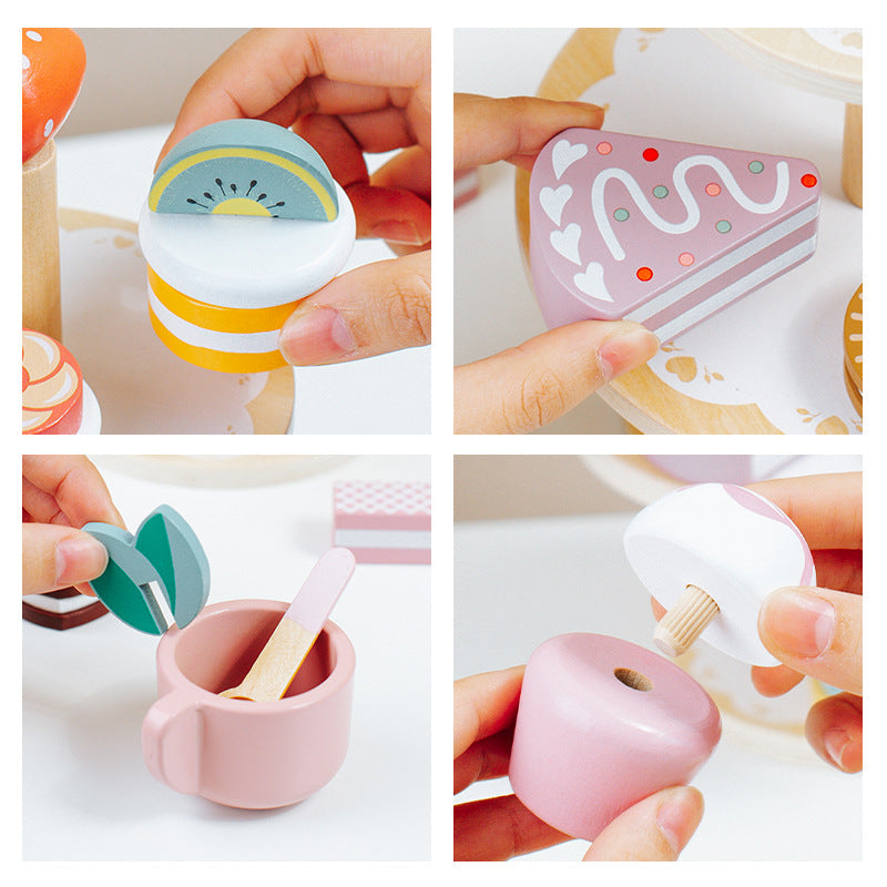 Wooden Pretend Dessert Set for Imaginative Play & Decor