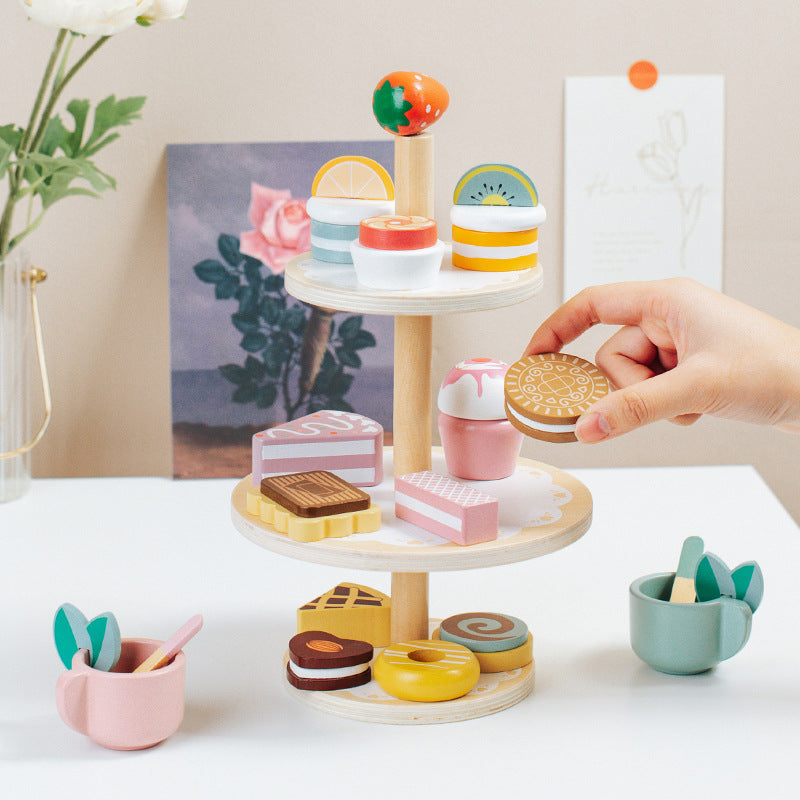Wooden Pretend Dessert Set for Imaginative Play & Decor