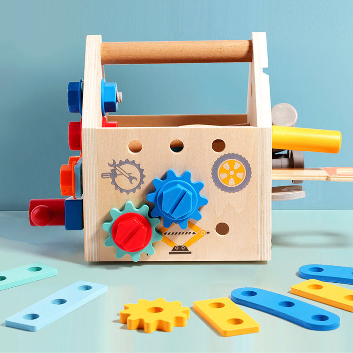 Wooden Kids Toolbox for Fine-Motor Play & Puzzle Fun