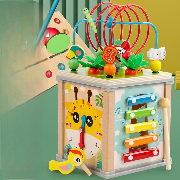 Wooden Activity Cube Toy for Screen-Free Early Learning