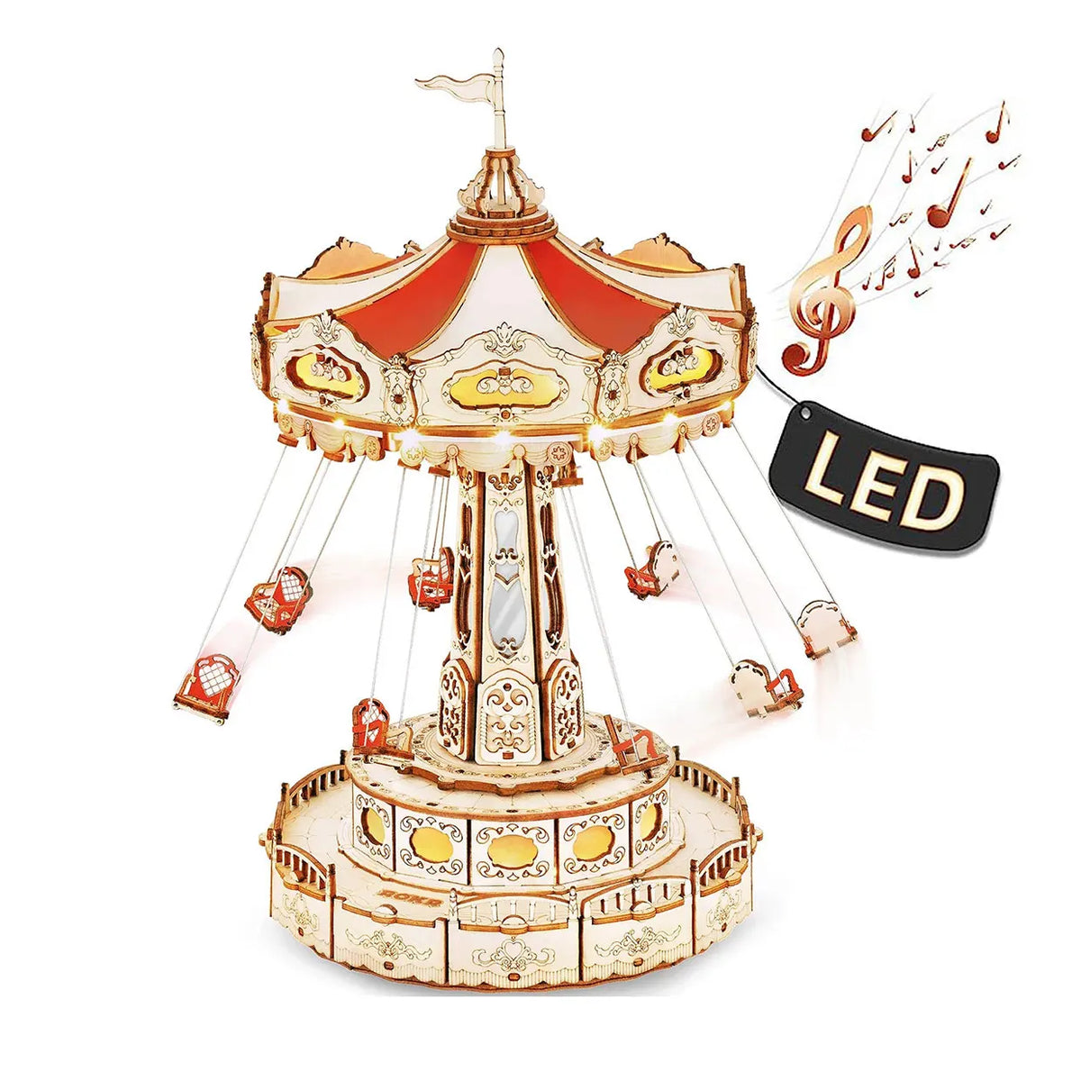 Children's Wooden Carousel Puzzle With LED Music Box