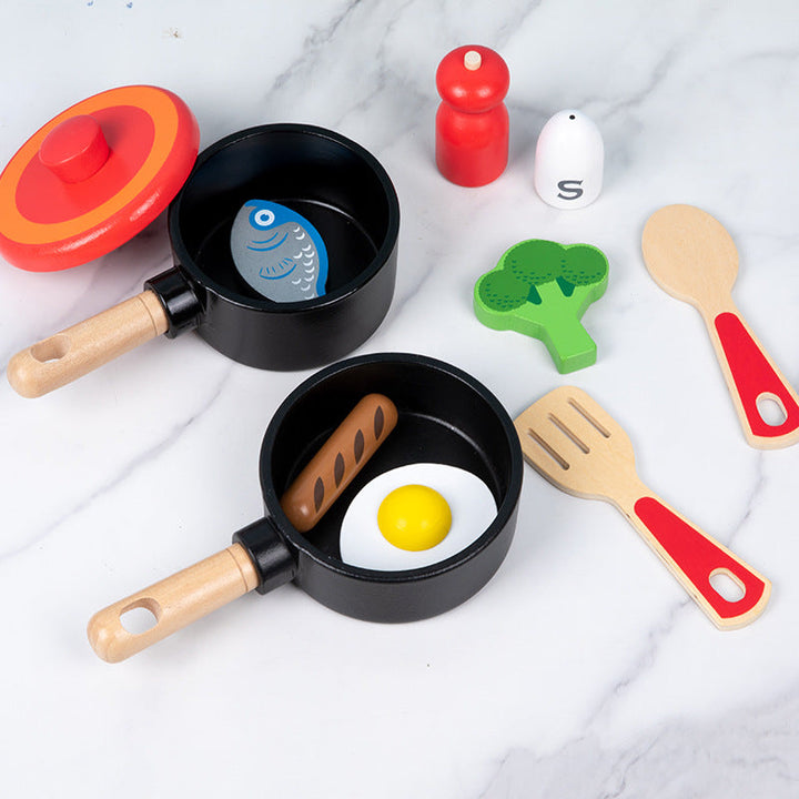 Wooden Pretend Cooking Set for Imaginative Kitchen Play
