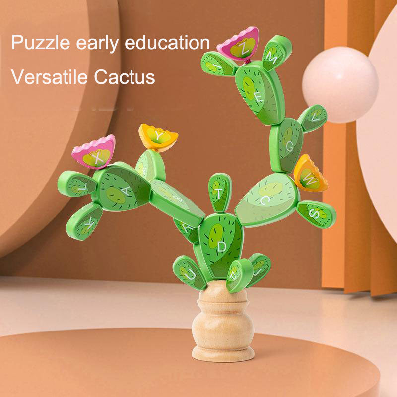 Wooden Cactus Puzzle Toy for Creative Letter Learning