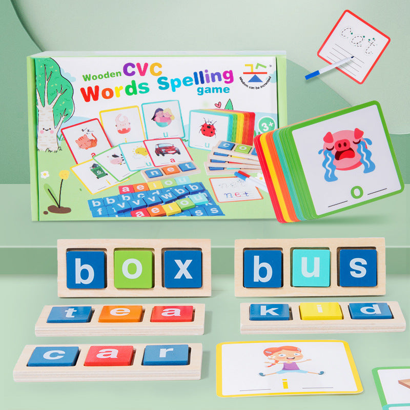 Wooden Word Building Game for Early Spelling Practice