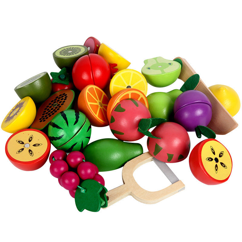 Wooden Magnetic Cutting Food Pretend Kitchen Set Toy