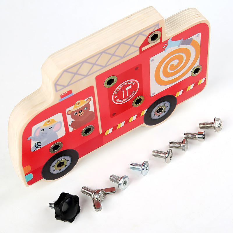 Wooden Fire Truck Busy Board for Fine Motor Skills
