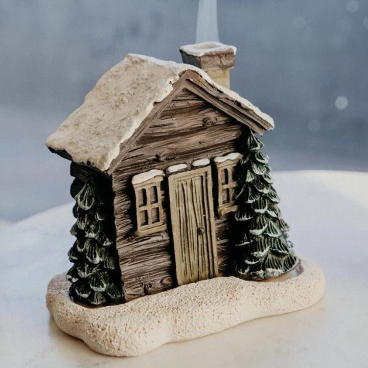 Ceramic Incense Burner Cabin for Cozy Winter Home Decor