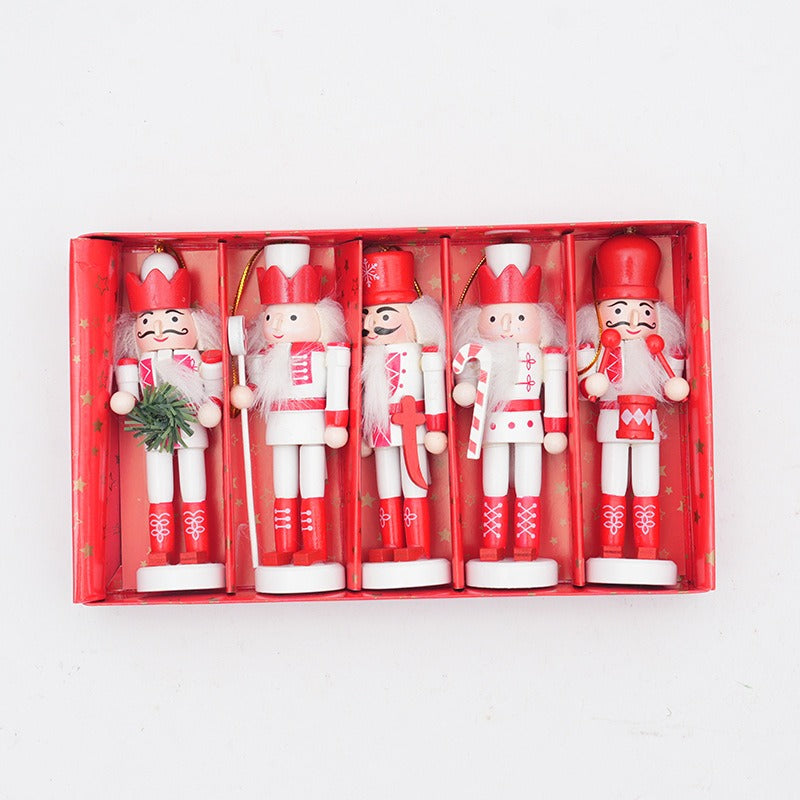 13cm Wooden Nutcracker Christmas Tree Decorations Set